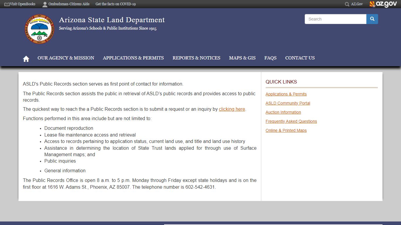 Public Records and General Information - Arizona State Land Department