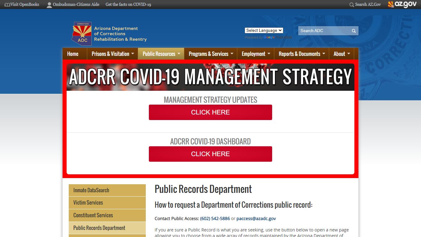 Public Records | Arizona Department of Corrections, Rehabilitation and ...